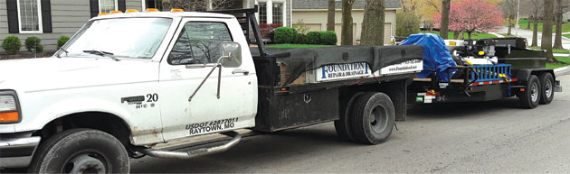 Truck connected to a trailer