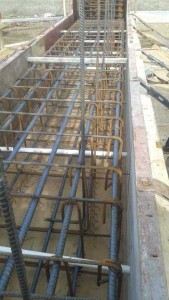 Rebar set into a wooden frame