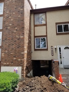 Foundation work in front an apartment