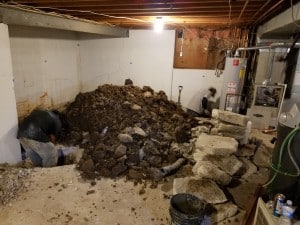 Pile of dirt in basement