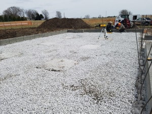 Gravel foundation base on construction project
