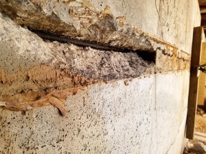 Large crack in concrete wall