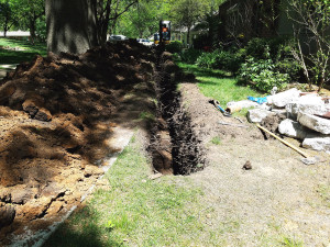 Trench dug through front yard