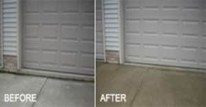 Before and after pictures of a concrete leveling project
