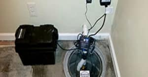 Sump pump connected to a battery