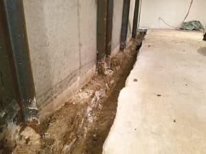 Trench near basement wall to drain water