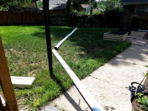 Drainage pipes on lawn