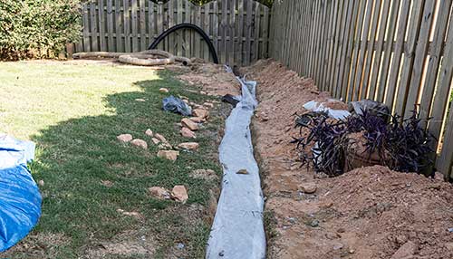french drain across backyard