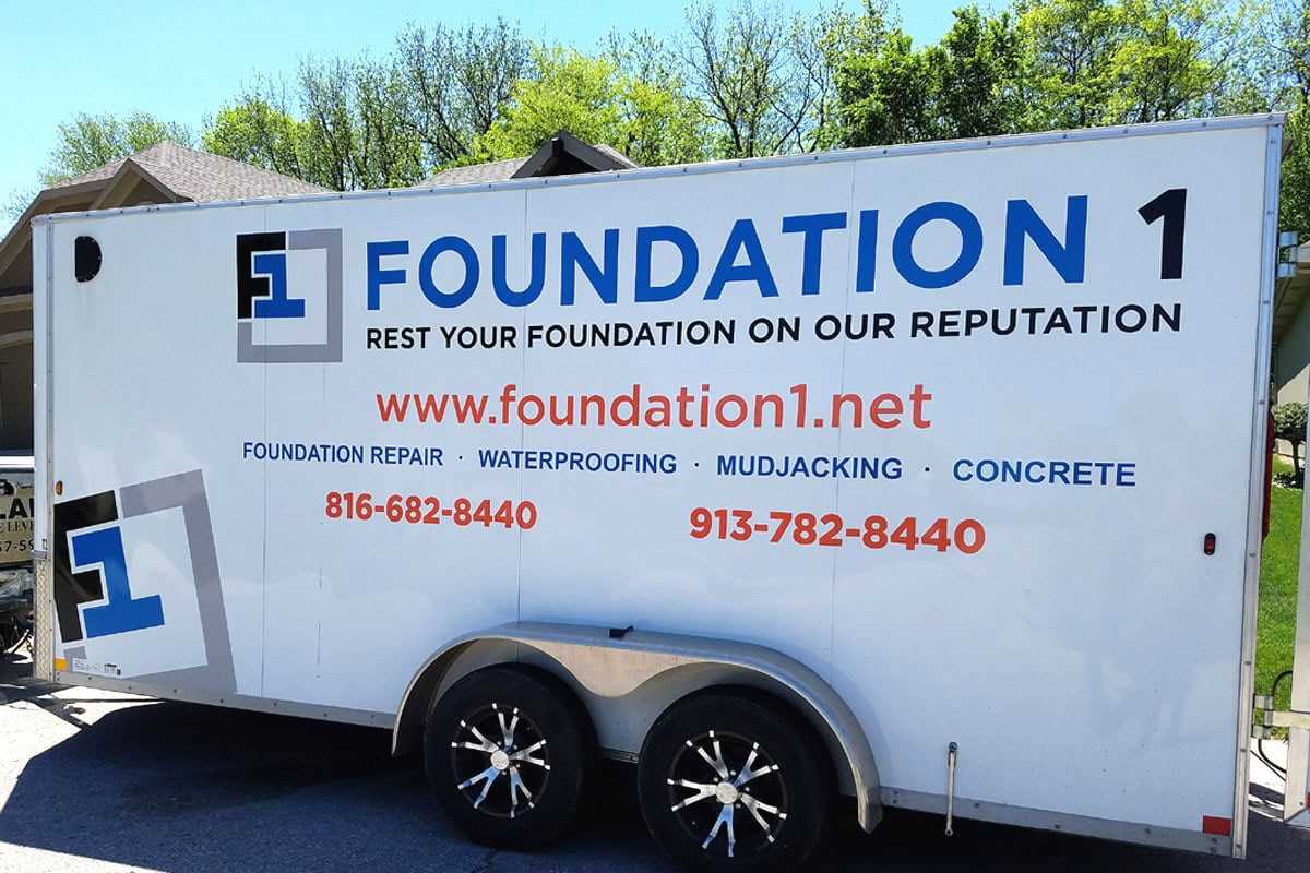 Foundation 1 service trailer parked at a job site in Belton, MO
